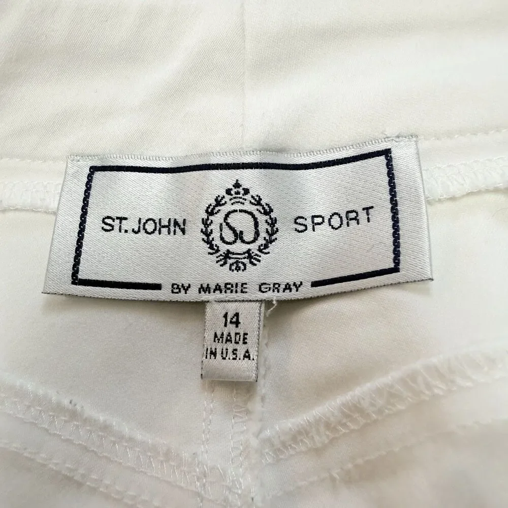 St. John Sport Pants 14 by Marie Gray Women's Trouser Cream High Rise Nude Panel